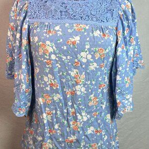 Matilda Jane Eyelet Lace Crochet Floral Womens Top SZ XS Cottagecore Coquette Gi